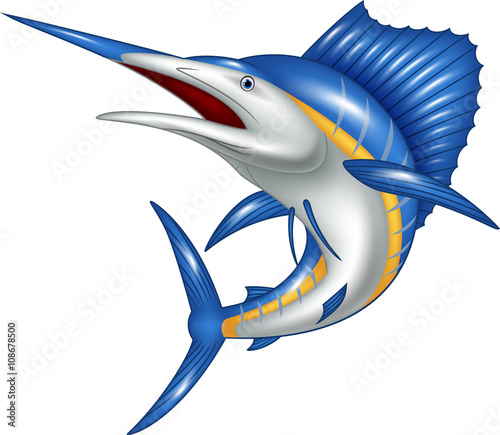 Fotomural Illustration of blue marlin fish cartoon