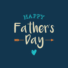 Happy Fathers Day Card With Icons Heart And Arrow. Editable Vector Design.