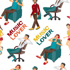 Seamless textile pattern with vector modern flat design people w