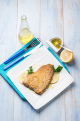 Canvas Print - baked swordfish with marinade