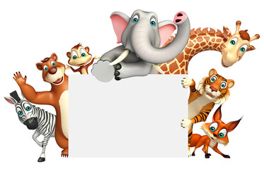 Sticker - 3d rendered illustration of wild animal with white board