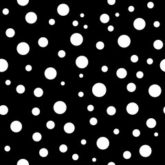 Wall Mural - polka dots seamless pattern. black and white template. abstract geometric round texture. big and sma