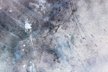 Poster - abstract painting with blurry and stained structure. Painting on canvas.