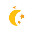 Yellow gold moon star flat web icon