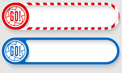 Poster - Striped buttons for your text and globe symbol