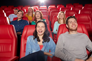 Poster - happy friends watching movie in theater