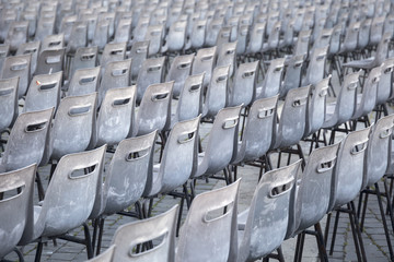 Chairs at St. Peter's Square in Rome, Italy