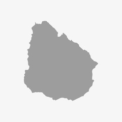 Poster - Uruguay map in gray on a white background