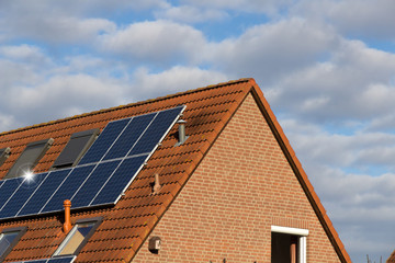 Wall Mural - house with solar panels for alternative energy