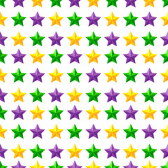 Wall Mural - seamless pattern with mardi gras purple, green and yellow stars