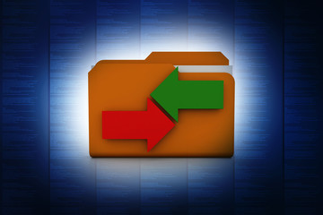 Poster - 3d rendering folder with documents