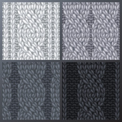 Wall Mural - Set of Seamless Six-Stitch Cable Stitch Patterns.