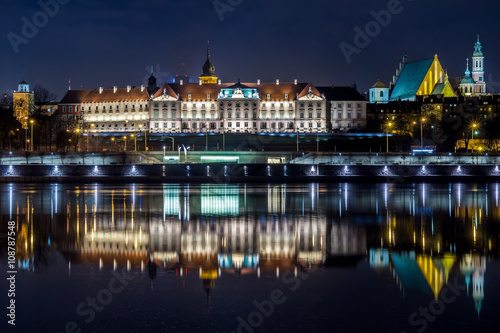 Fototapeta na szkło Zamek Królewski w Warszawie nocą