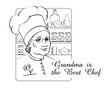 Grandmother is a best cook and chef. Granny on the kitchen. Graphic drawing for menu or logo.