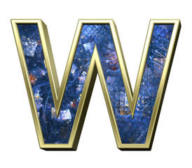 Poster - One letter from blue fractal alphabet set isolated over white. 3D illustration,