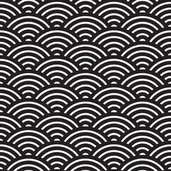  Vector seamless texture. Modern abstract background. Monochrome repeating pattern with circles.