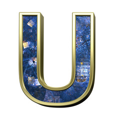 Poster - One letter from blue fractal alphabet set isolated over white. 3D illustration,