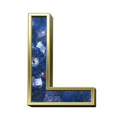 Poster - One letter from blue fractal alphabet set isolated over white. 3D illustration,