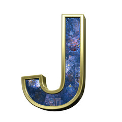 Poster - One letter from blue fractal alphabet set isolated over white. 3D illustration,