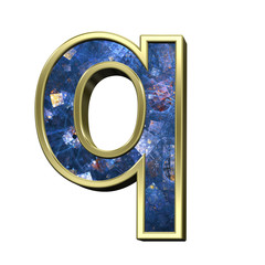 Poster - One lower case letter from blue fractal alphabet set isolated over white. 3D illustration,