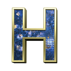 Poster - One letter from blue fractal alphabet set isolated over white. 3D illustration,
