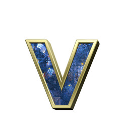 Poster - One lower case letter from blue fractal alphabet set isolated over white. 3D illustration,