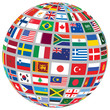 sphere with world flags isolated on white vector illustration