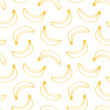 Yellow outline hand drawn, doodle banana seamless pattern background.
