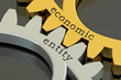 economic entity concept on the gearwheels, 3D rendering