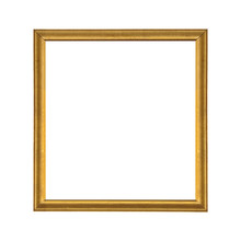 Gold Wooden Picture Frame Isolated On White Background