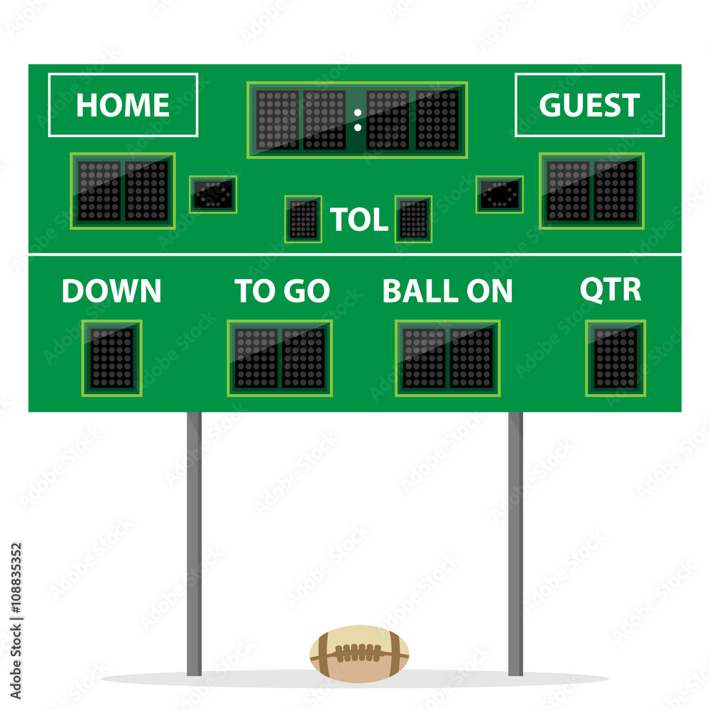 American football Digital LED Dot scoreboard with ball Stock Vector | Adobe  Stock, image size:1000x1000