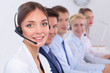 © lenets_tan - Attractive Smiling positive young businesspeople and colleagues in a call center office