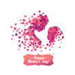 Happy Mother's Day! Silhouette of a mother and her child of pink