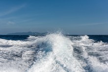 Water Surface Behind Of Fast Moving Motor Boat 