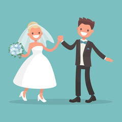 Dance of the bride and groom. Characters for wedding invitations