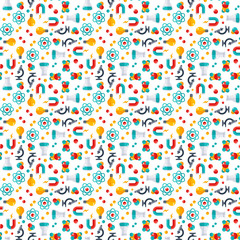 Wall Mural - seamless pattern with science equipment icons