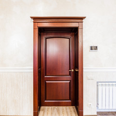 Modern wooden door at home