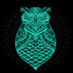 Wall Mural - OWL vector handdrawn illustration in zentangle style