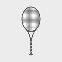 Sign Or Icon With Great Tennis Racket On Light Background