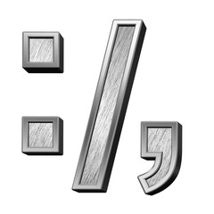 Poster - Colon, semicolon, period, comma from brushed stainless steel alphabet set, isolated on white. 3D illustration.