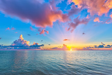 Colorful Sunrise Over Ocean On Maldives