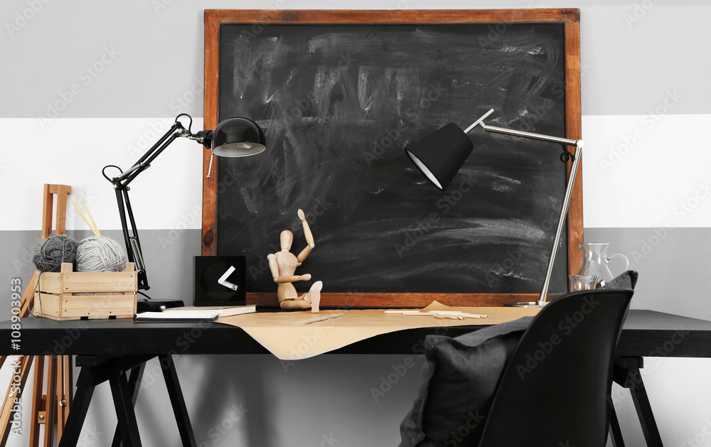 Workplace of creative person indoors