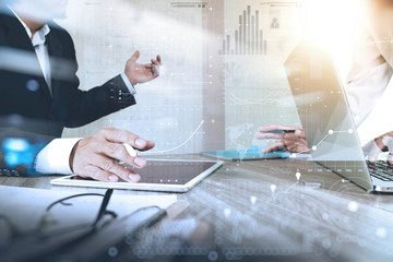 Businessman making presentation with his colleagues and business