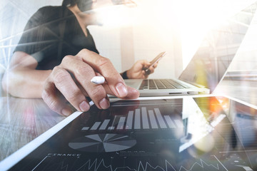 Aufkleber - Website designer working digital tablet and computer laptop with