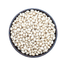 White Beans, Navy Beans In Bowl Isolated On White Background