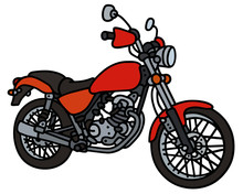 Red Motorbike / Hand Drawing, Vector Illustration