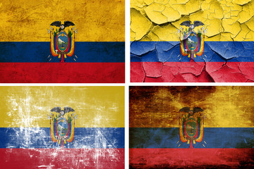 Wall Mural - Ecuador flag collection. 4 different flags on white background