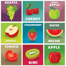 Vintage Fruits Poster Design Set
