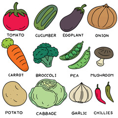 Sticker - vector set of vegetable