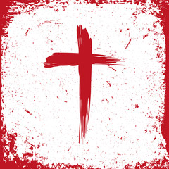 Wall Mural - Jesus Christ logo. Cross painted brushes